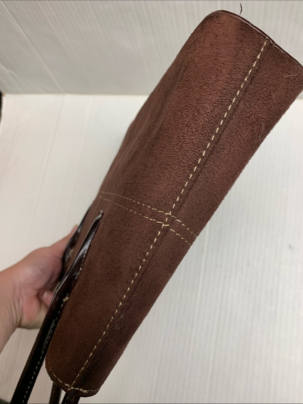 Kate Spade Vintage Brown Suede Structured Rectangular Shoulder Bag Purse - Picture 6 of 10